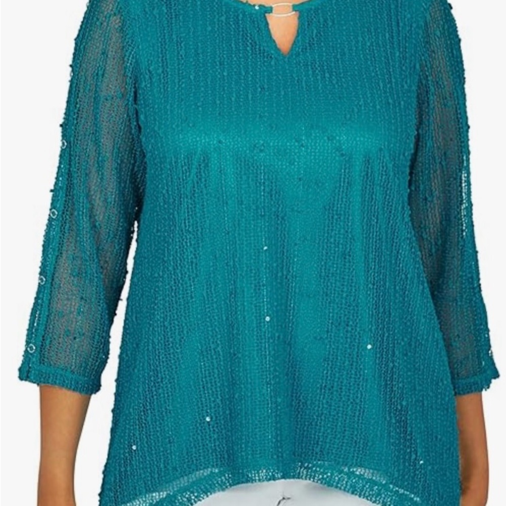ALFRED DUNNER Popcorn Knit Mesh Top